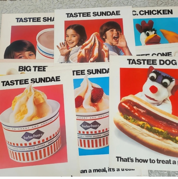 Lot 14 Vintage 70s LIGHTED SIGN Tastee Freez Advertising Poster Banners 1977 - Picture 4 of 7